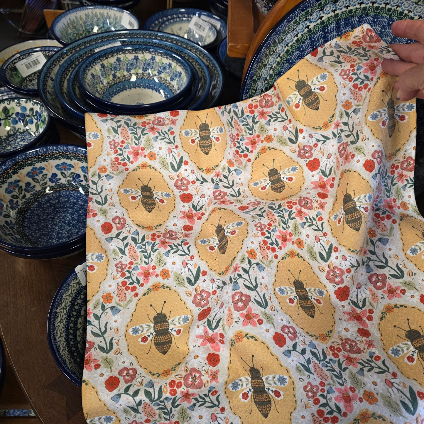 Towel /poly ~ Boho Bee Waffle Recycled Dish Towel