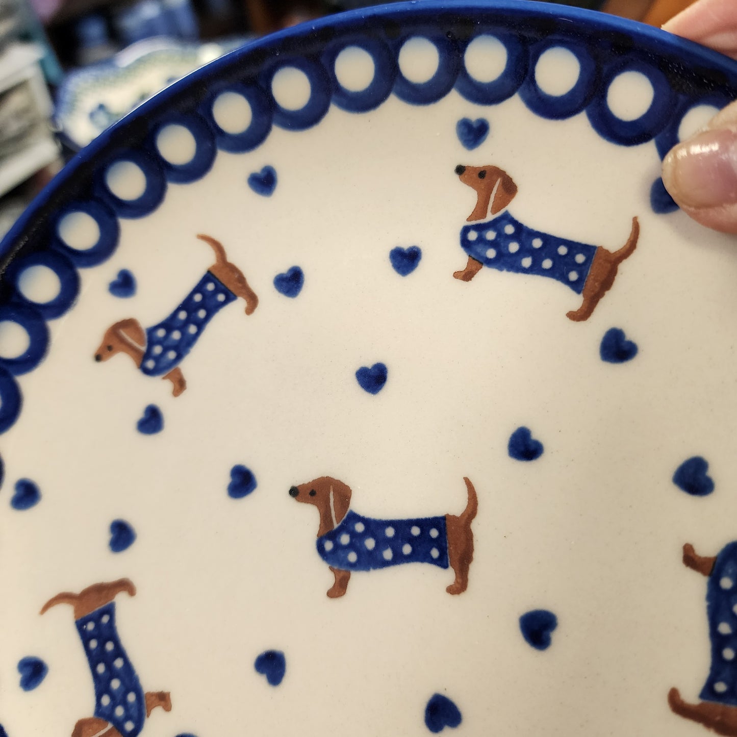 Plate ~ 7.5" ~ Dachshund 1322 blue sweater