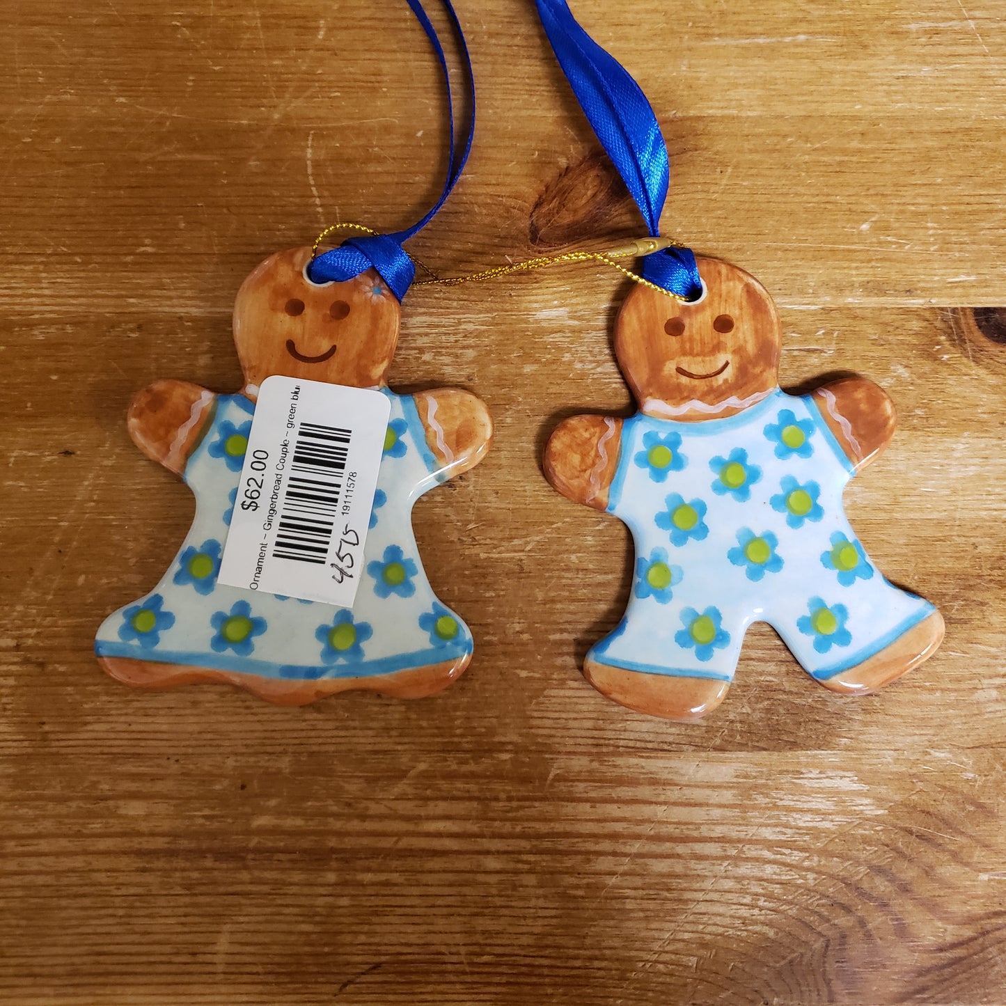Ornament Gingerbread Couple green blue