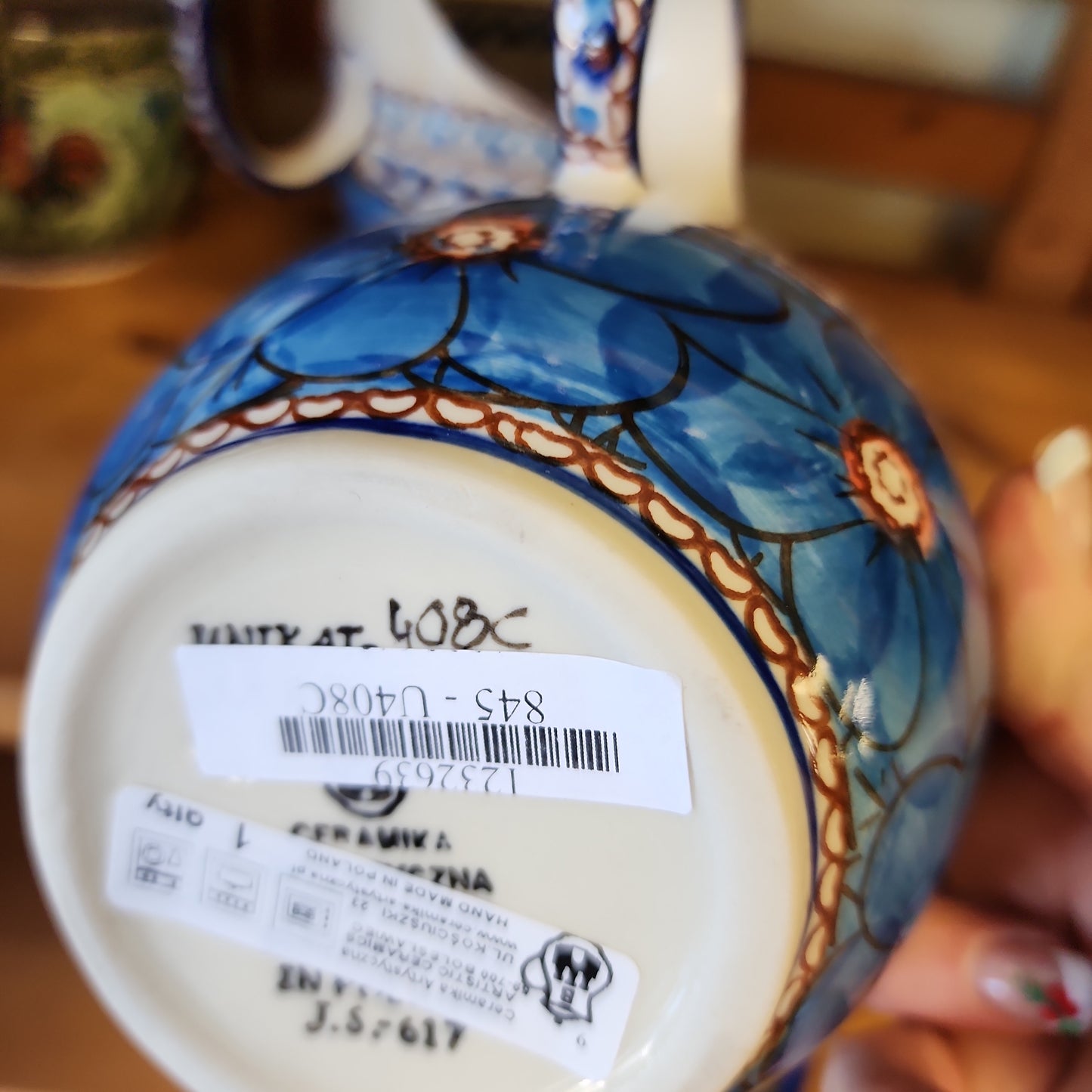 Bowl w/ Loop Handle ~ 16 oz 845- U408C Blue ~ U4 J. Chyla