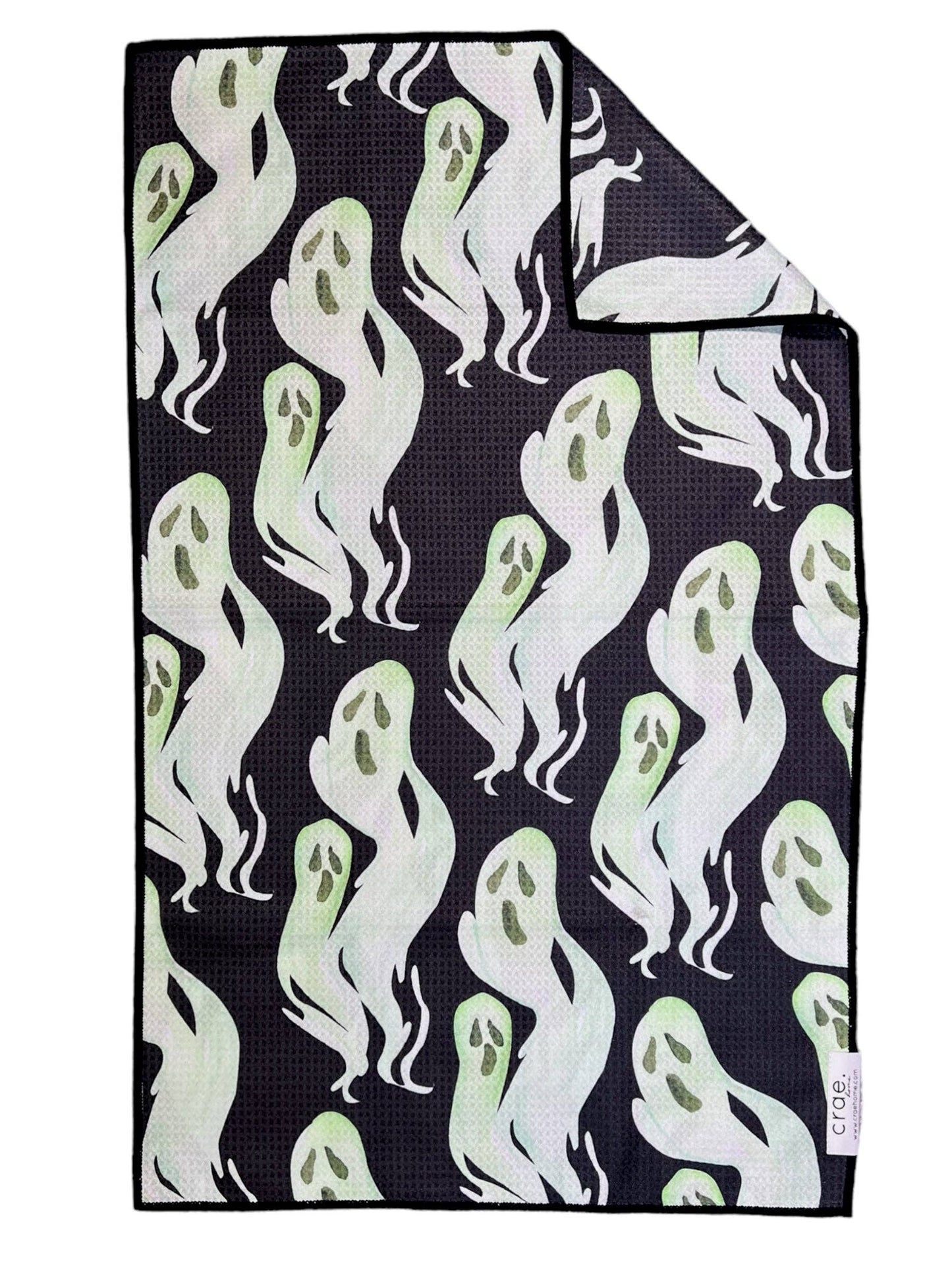 Towel / Poly ~ Ghouls: Double-Sided Hand Towel: Black/White / 17x27 in /ghost