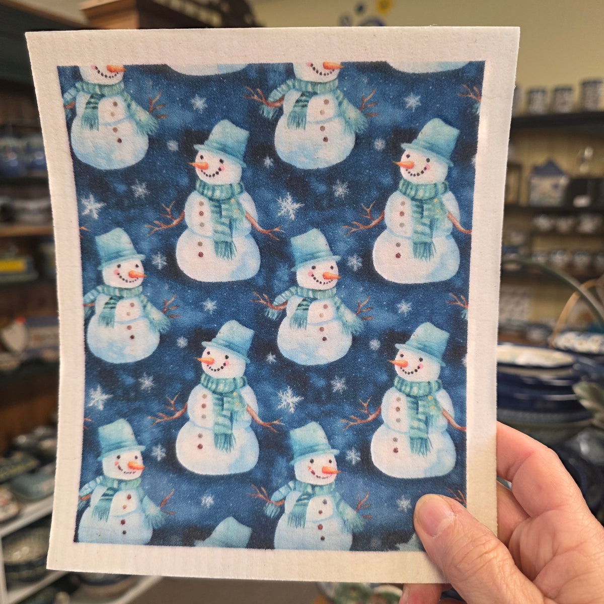 Dishcloth Snowmen Blue  (Swedish Dishcloth) **/ Buy any 3 get one Free