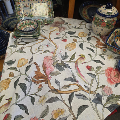 Runner ~ Linen Bird Song (17"x70")  ~ Lithuania ~ William Morris Birdsong Design
