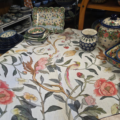 Runner ~ Linen Bird Song (17"x70")  ~ Lithuania ~ William Morris Birdsong Design