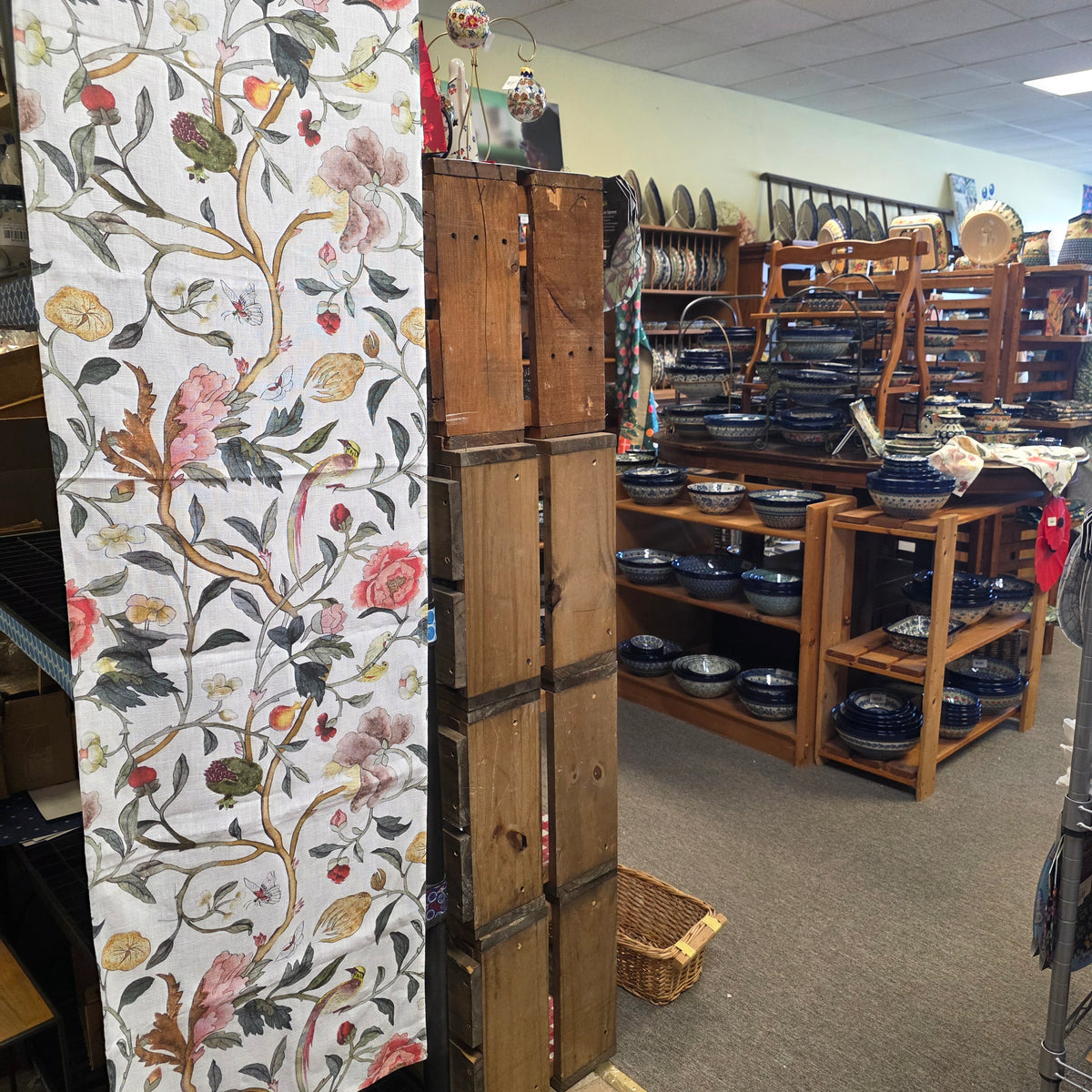 Runner ~ Linen Bird Song (17"x70")  ~ Lithuania ~ William Morris Birdsong Design