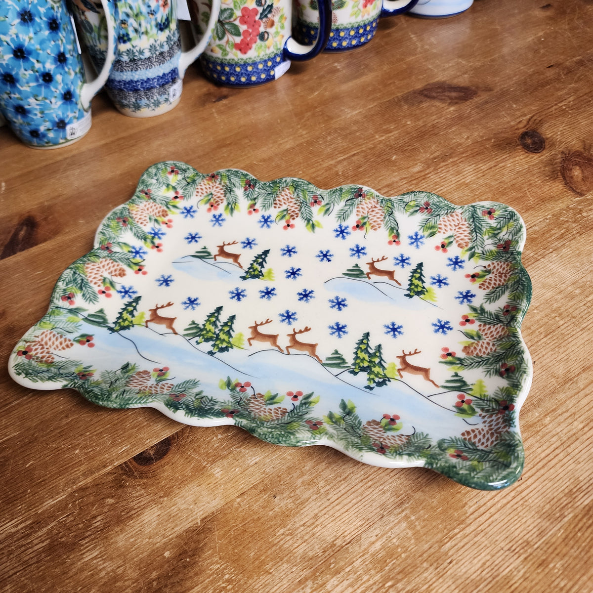 Plate Ruffle Rect. 10"x7" reindeer 303