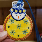 Snowman Flat Ornament Yellow 8430