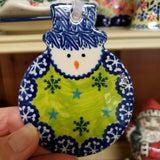 Snowman Flat Ornament green 8431