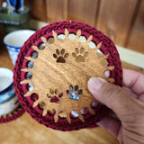 Coaster ~ small paws red wood cutout