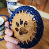 Coaster ~ large paw blue wood cutout