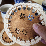 Coaster ~ small paws cream wood cutout