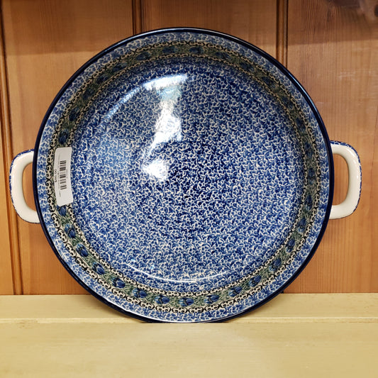 Baker ~ Round w/ Handles ~ 10" 420-1513X Peacock Feather