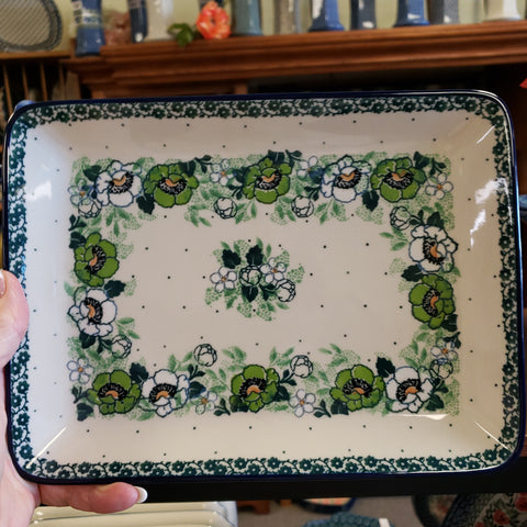 Platter ~ Rectangular ~ 9.5" 111-2320X Green Poppies