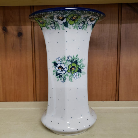 Vase ~ 9.5" 52-2320X Green Poppies