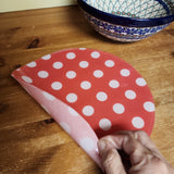 Silicone trivet ~ Red w/ white dots ~ 10" round