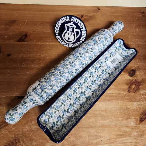 Set Rolling pin & Holder Forget me knots