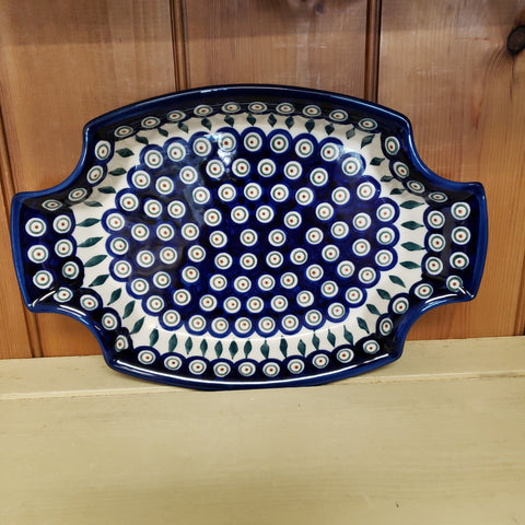 Platter Vegetable tray 13" x 8.5" x 1.75"H Peacock