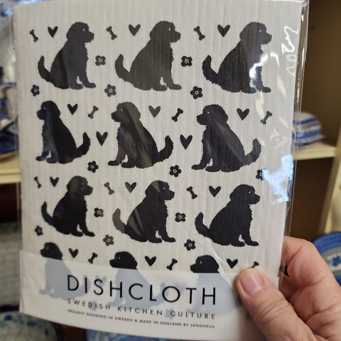 Dishcloth from Sweden Doodle Dog BLACK Jangneus