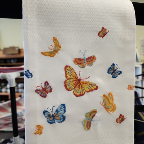 Towel - Buterflies embroidered  Tea towel