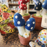 Woolies ~ Mushroom potted Blue ornament