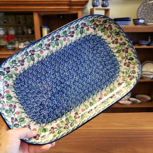 Tray ~ Shallow Rectangular ~ Medium 391-1418X ~ Burgundy Berry Blue (13" x 8" x 1.5") pf0424