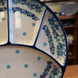 Dish ~ Divided ~ 10" 498-2642X ~ Blue Flax Flower pf0424