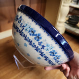 Bowl ~ Nesting ~ 9" W 56-2642X ~ Blue Flax Flower pf0424