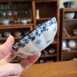Bowl ~ Scalloped ~ 4.5" 23-2642X ~ Blue Flax Flower pf0424