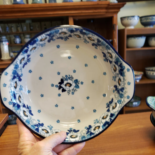 Baker ~ 141-2222X Round w/ Handles ~ 8"   ~ Snow Poppy