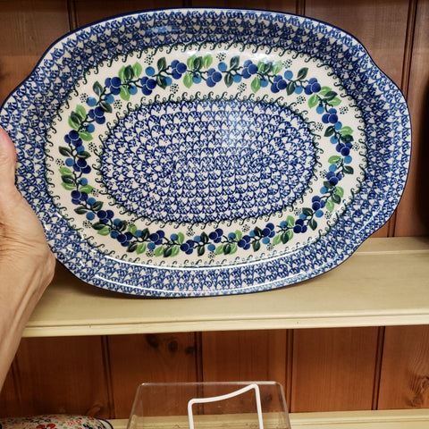 Platter ~ Oval ~ 11.5" x 15.5" 684-1416X ~ Blue Berries pf0424