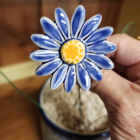 Swedish Ceramic Daisy Dark Blue