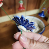 Swedish Ceramic Daisy Dark Blue