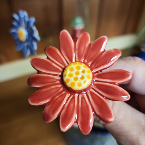 Swedish Ceramic Daisy Red