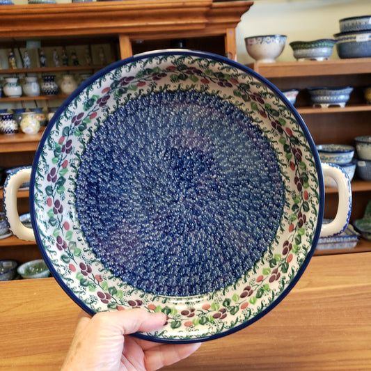 Baker ~ Round w/ Handles ~ 10" 420-1418X ~ Burgundy Berry Blue