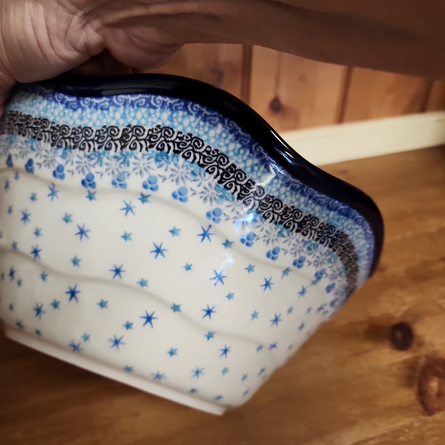 Bowl ~ Wavy Edge ~ Medium ~ 10" 692-U5045 ~ U4 BLUE pf0424 T. Liana