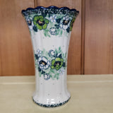 Vase ~ Fluted ~ 6.75" 50-2320X ~ Green Poppies pf0424