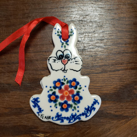 Ornament Bunny blue Flat 4"