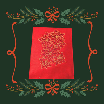 Towel ~ Christmas Poinsettias Tea Towel