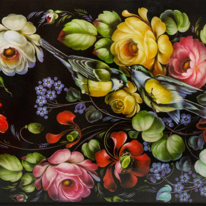 Box Zhostovo Flowers Handmade Lacquer Jewelry Box ~ Made in Serbia