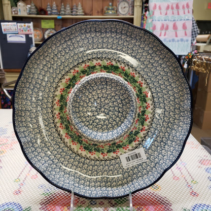 Bowl   Fluted Vegetable   1734X ~ Holly Berry  Chip & Dip PF1024