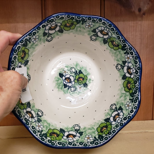 Bowl   Wavy Edge   Small   8" 2320X ~ Green Poppies / 5 cups