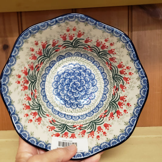 Bowl   Wavy Edge   Small   8" 1437X ~ Crimson Bells  / 5 cups