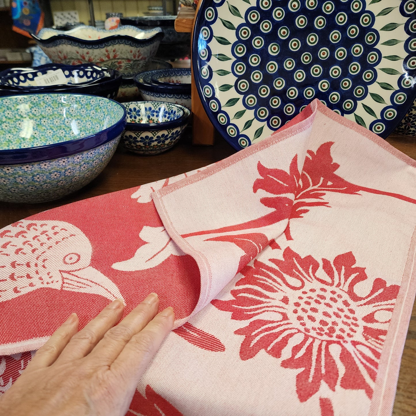 Tea Towel Red Twiggy