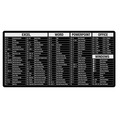 Large Desk Protector Office-Windows Cheat Sheet on Black