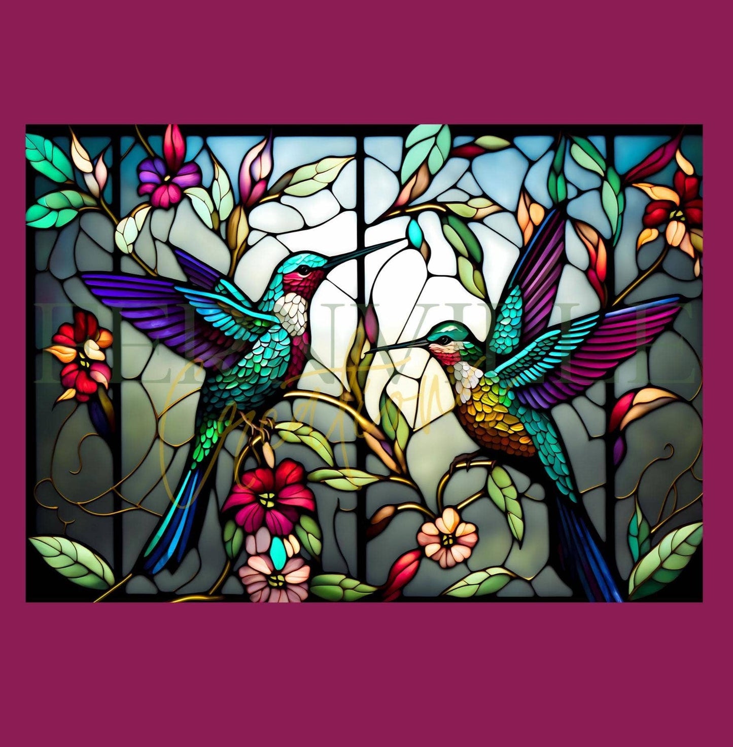 Cutting Board: Hummingbird #2: 8x11 inch   Tempered Glass Cutting Board & Serving Tray