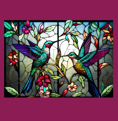 Cutting Board: Hummingbird #2: 8x11 inch   Tempered Glass Cutting Board & Serving Tray
