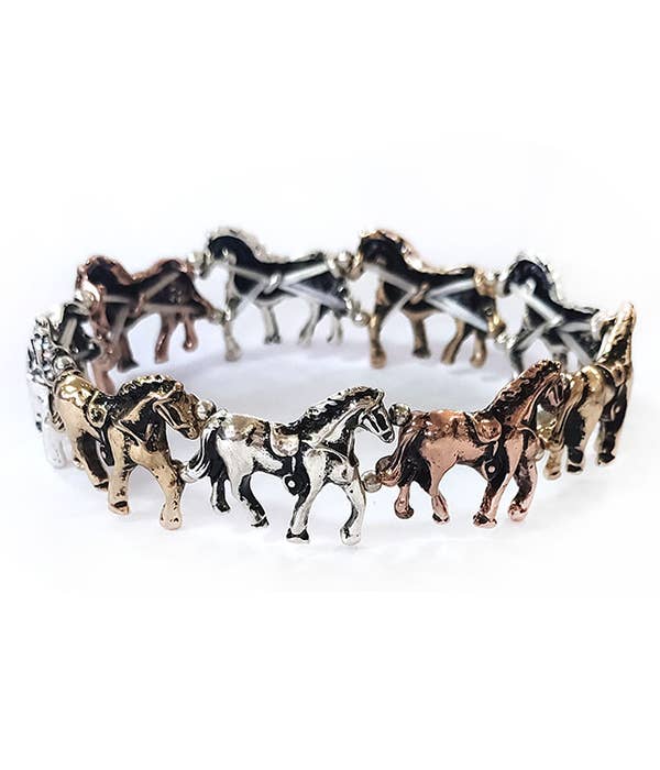 Jewelry Bracelet Horse  lover metal look stretch