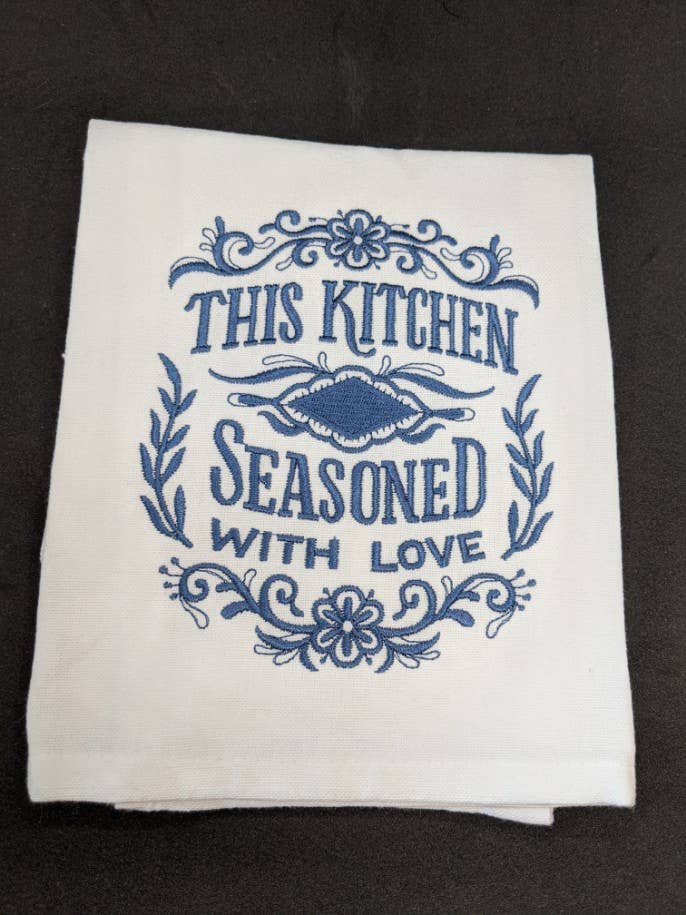 Embroidered Towel, Kitchen Seasoned with Love
