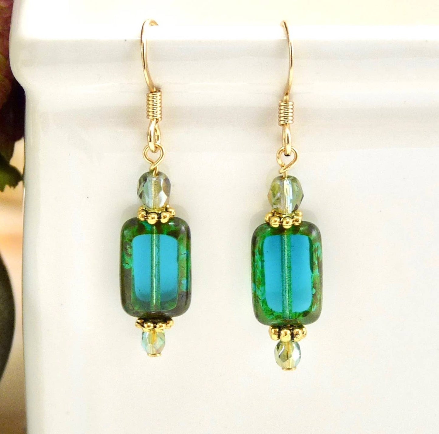 Jewelry Earrings Rectangle ~ Aqua