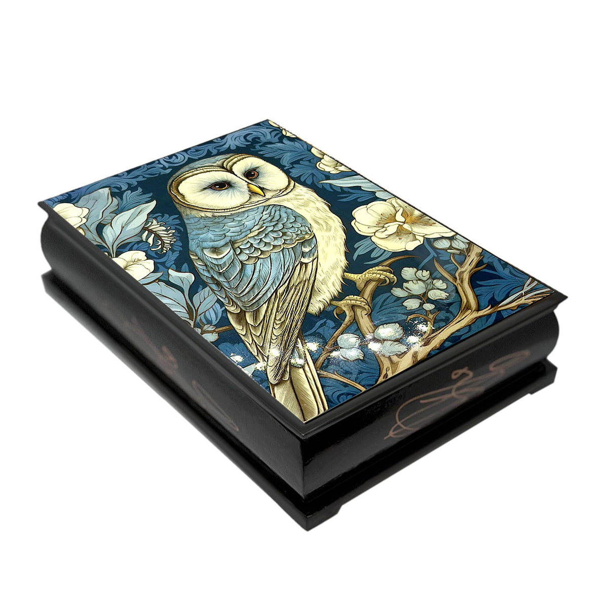 Box Owl William Morris Lacquer Trinket Box ~ Made in Serbia